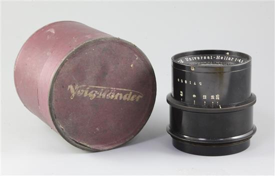 A Voigtlander Braunschweig Universal-Heliar 1:4,5.F=36cm camera lens,